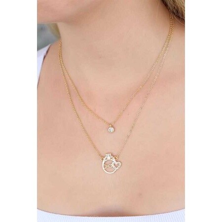 Singola Pietra Oro colore di Pietra Zircone Donne Collana 438717293