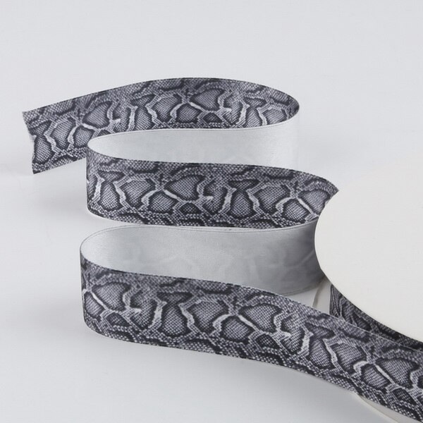 Snake Skin & Leopard pattern printed Poly Cotton ribbon for Party Home Wedding Decor Wrapping Garment Accessories: 2.5cm Dark Grey