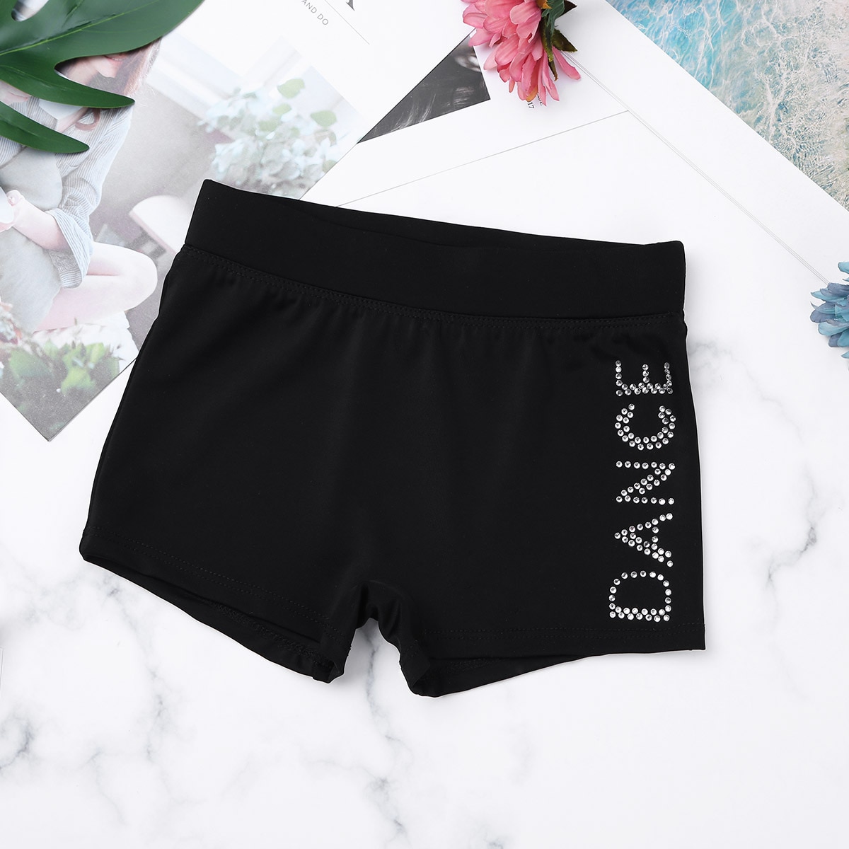 Tiaobug tytöt musta lyhythihainen tankini crop top shortsit setti lasten baletti tanssi urheilu kuntoilu voimistelu puvut lasten tanssivaatteet