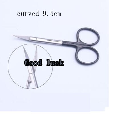 9.5 Cm Bocht Hoofd Gewone Goedkope Oog Schaar Schoonheid Schaar Cut Tissue Schaar Tool Goud Zwart 2 Kleuren Voor Gekozen: curved black handle