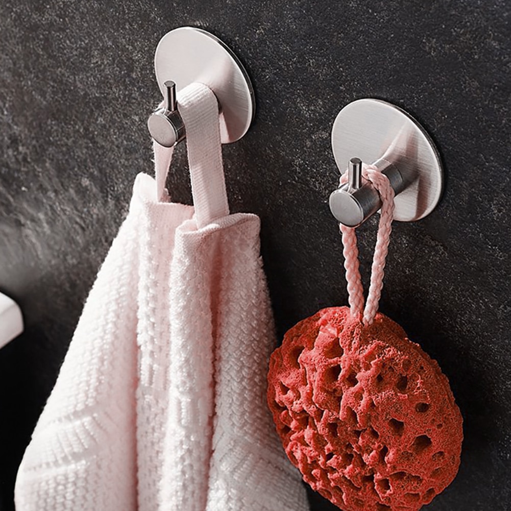 Zelfklevende sleutelhouder, handdoekhouder, opberghaak voor thuis, keuken, badkamer, muur, deurhaak, organizer, accessoires, roestvrij staal