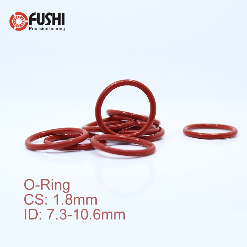 Cs1.8mm siliconen o-ring  id 7.3/7.6/8/8.5/8.75/9/9.25*1.8 mm 100 stuks o-ring vmq pakking afdichting dikte 1.8mm o-ring wit rood rubber