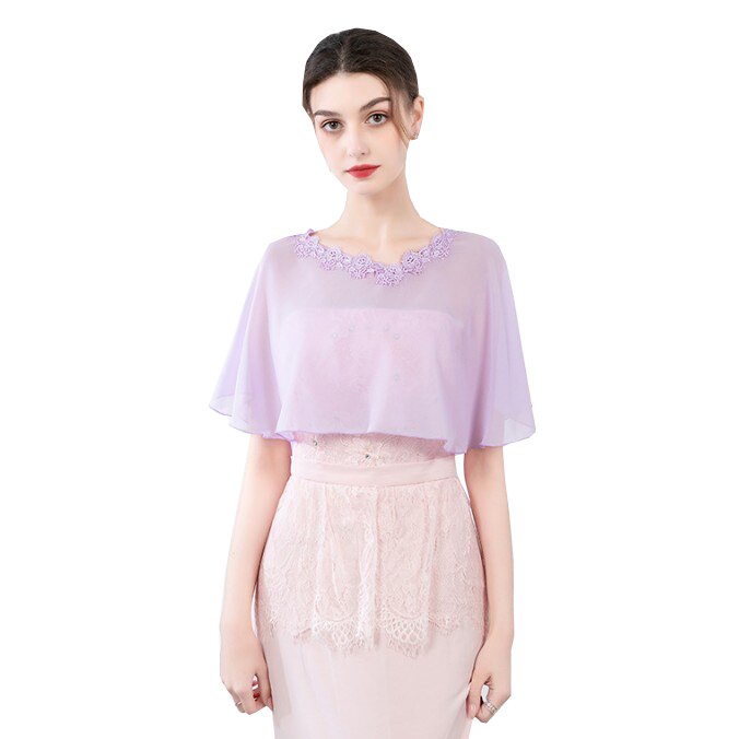 Vestes en mousseline de soie pour femmes, longues écharpes, châle, enveloppe, doux, pour soirée et mariage: light purple