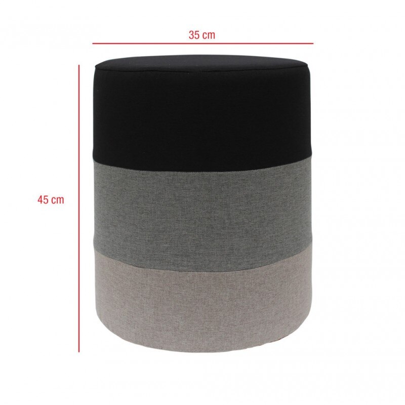 Rebecca Mobili Poef Seat Zitzak Poef Textuur Grijs Wit Licht 45x35x35