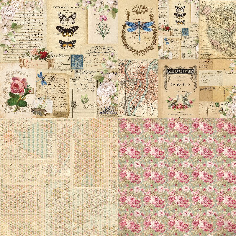 Papeles de Material Retro para manualidades, álbum de recortes, diario, , papel decorativo, 12 unids/lote
