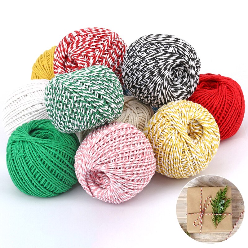 DIY Handmade Cotton Thread 1 Roll 75 Meters Rope Red White Card Hanging Rope Packing Twine String Cord