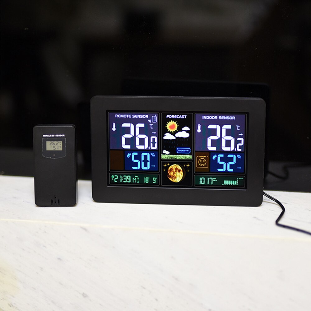 Lcd Digitale Thermometer Temperatuur Meter Thuis Weerstation Weerbericht Barometer Tijd Wekker Draadloze