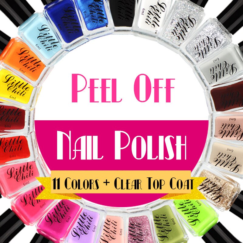 12 Bouteilles Pack 6 ml/chaque Peel Off Vernis À Ongles De Couleur de Sucrerie Nail Art 11 Couleurs + 1 Transparent Top Coat