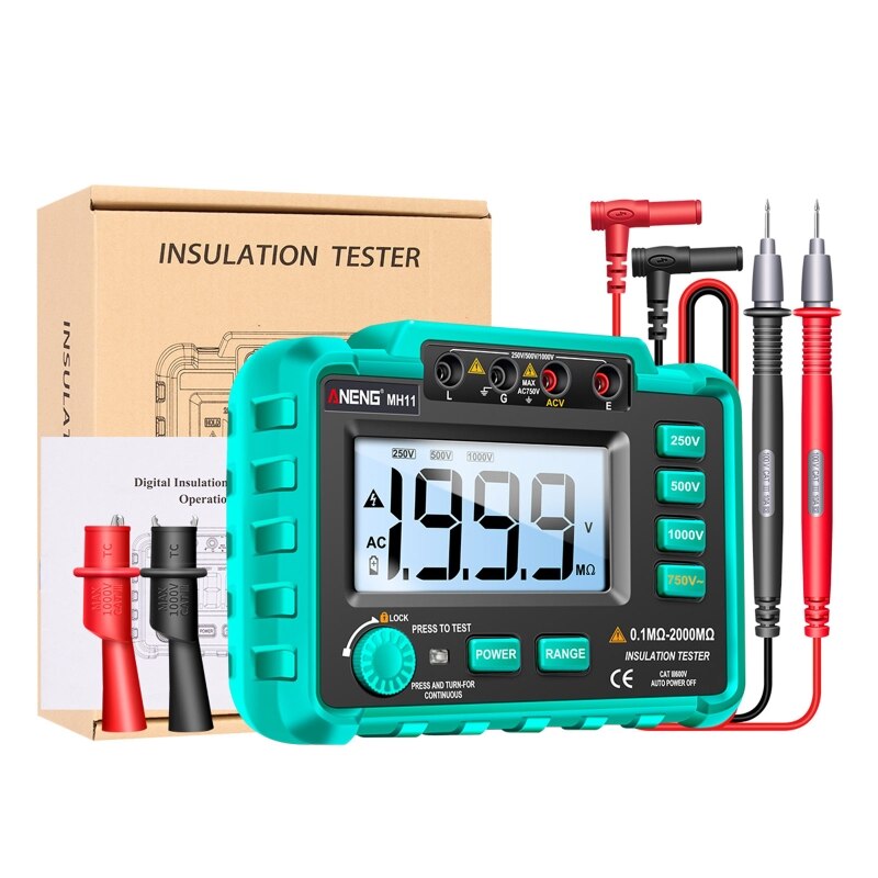 Insulation Earth Resistance Tester Digital Ground Resistance Meter Ohm Voltage Tester Megohmmeter Megger