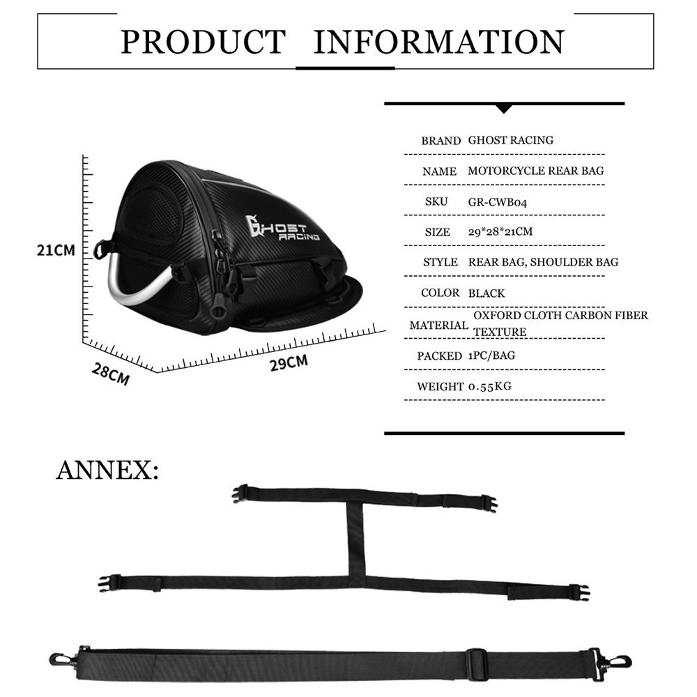 GHOST RACING-bolsa para tanque de combustible de alta capacidad para motocicleta, mochila trasera, duradera, multifuncional