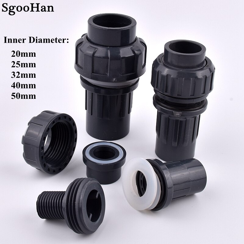 1PC I.D 20~50mm UPVC Pipe Aquarium Water Tank Union Connector Home DIY Shrimp Nano Butt Fish Tank Joint Watering Pipe Fittings