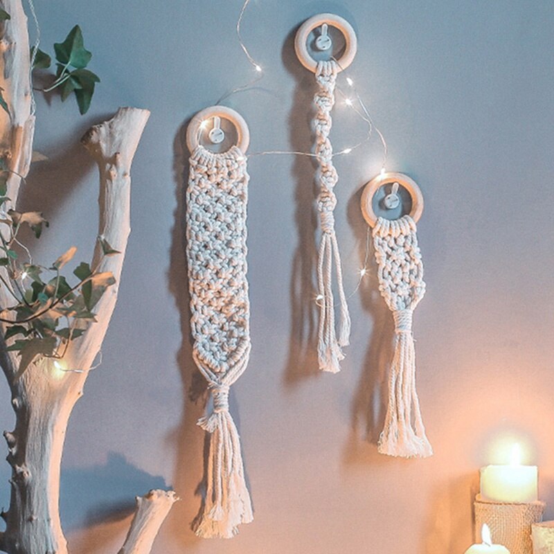 Chic Handmade Tapestry Macrame Wall Hanging Bohemian Woven Home Decor Knitted Tapestries Art