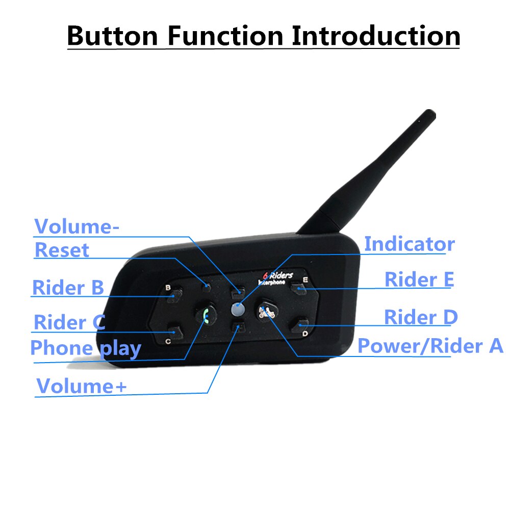 Motorhelm Intercom Communicator Helm Headset Interphone voor 6 Riders Motorcycle Intercom Motorfiets Bluetooth Moto