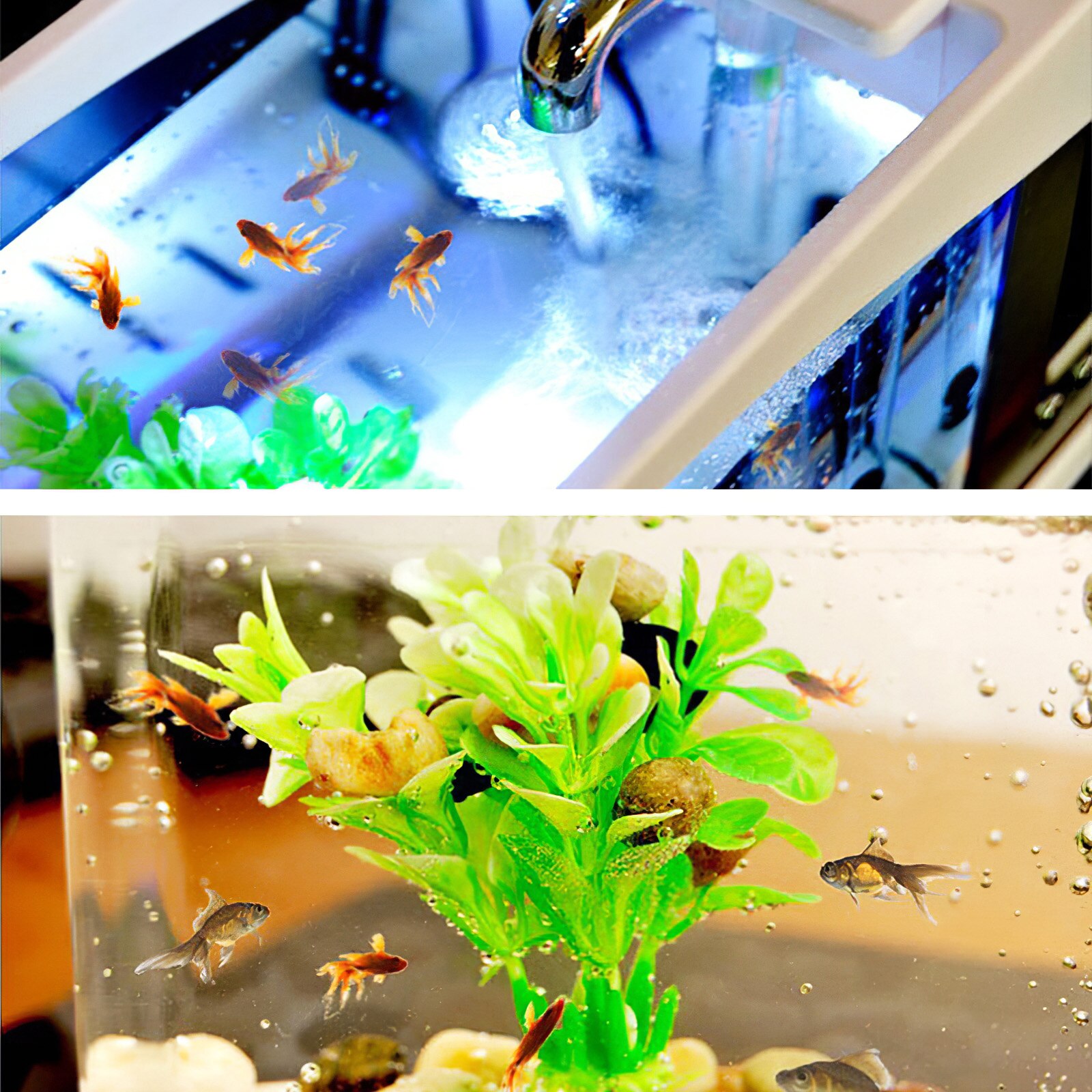 USB Desktop Mini Aquarium Fish Tank Beta Aquarium With LED Light LCD Display Screen And Clock Fish Tank Decoration