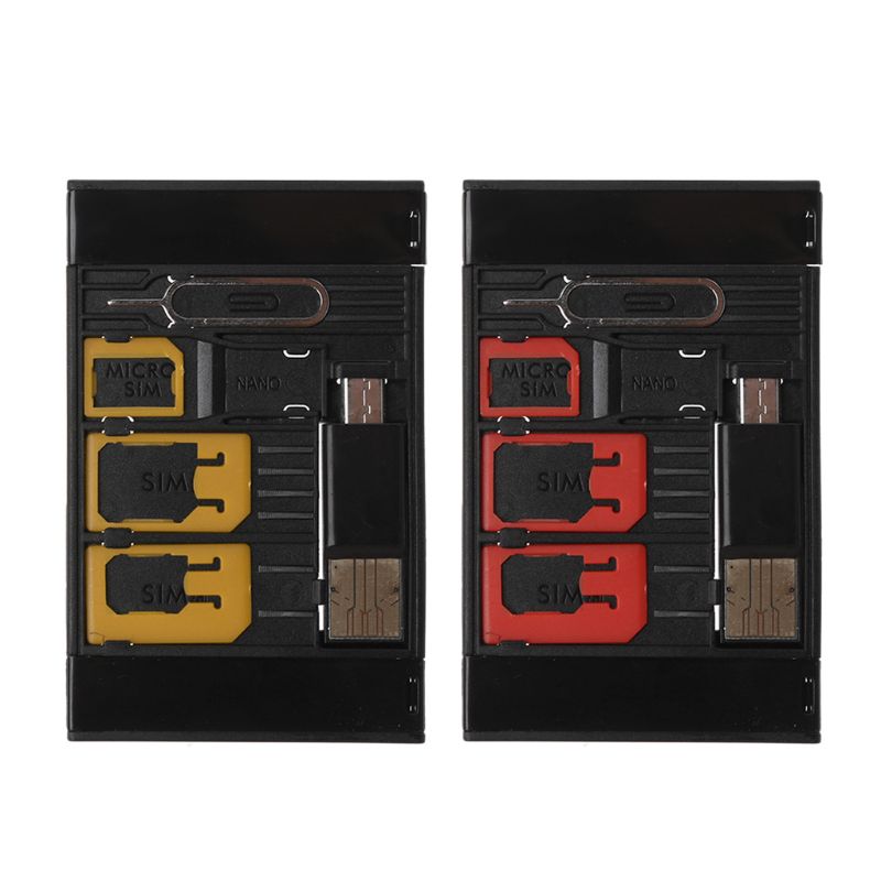 5 In 1 Universele Mini Sim Card Adapter Storage Case Kits Voor Nano Micro Sim-kaart Tf Geheugenkaartlezer