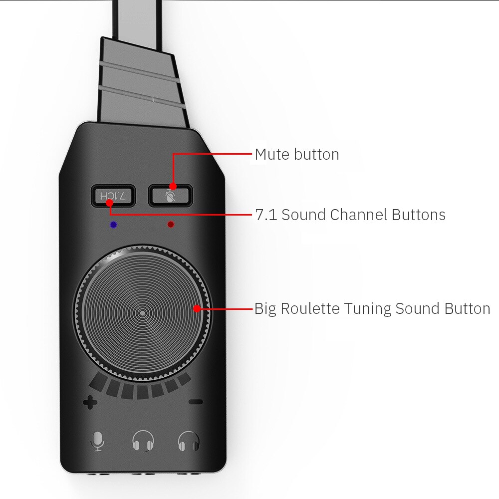 GS3 Virtual 7.1-Kanaals Usb Sound Card Converter Adapter Externe Volume Verstelbare Voor Windows/Mac/Linux Game Hoofdtelefoon