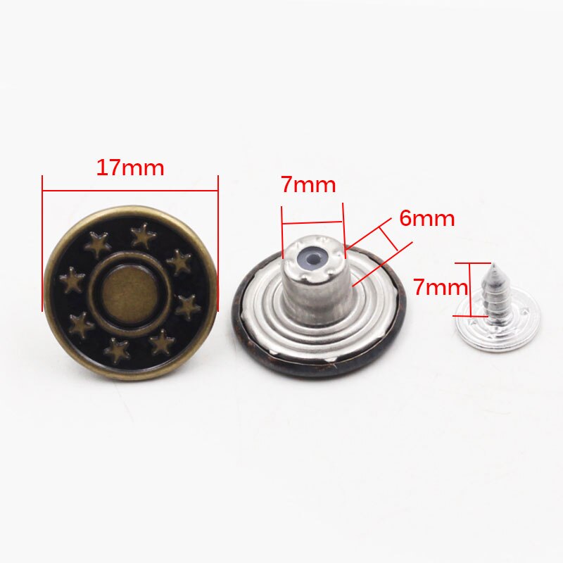 10 Stks/zak 17 Mm Metalen Jeans Knop Naaien Kleding Accessoires Broek Jean Knop Decoratie Voor Diy Naaien
