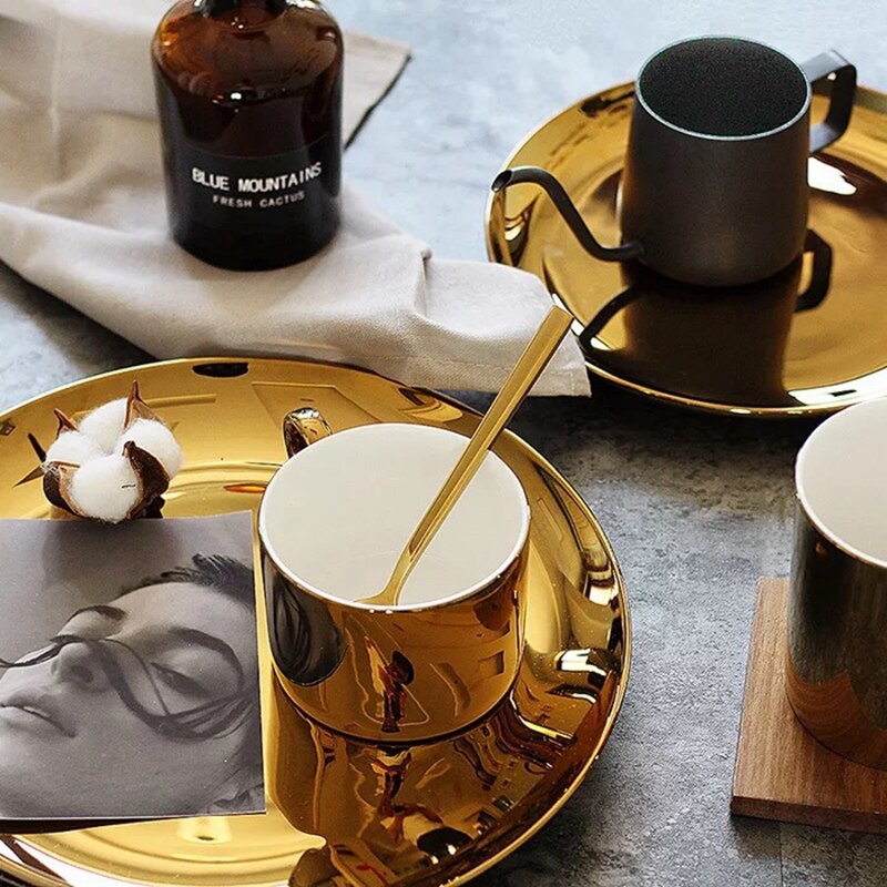 8 or 9.5 tommer sølv eller guld middagstallerken keramisk porcelæn kage tallerken snack tallerken dessert tallerken