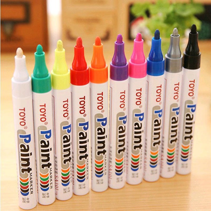 9 Colors White Waterproof Permanent Paint Marker Pen Car Tyre Paint Pen Rubber Tread Environmental Tire Painting DIY Office: Random Color 1pc