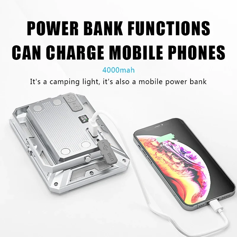 Lampe LED Portable pour tente de Camping, projecteur Rechargeable, haute puissance, éclairage d'urgence extérieur, lampe de nuit suspendue étanche