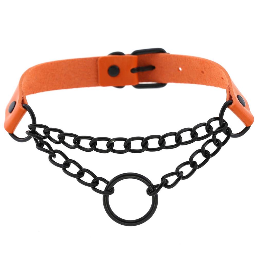 Schwarz Gothic O Kette choker kragen harajuku Punk Choker frauen mädchen schwarz leder chocker emo Kawaii hexe schmuck: orange