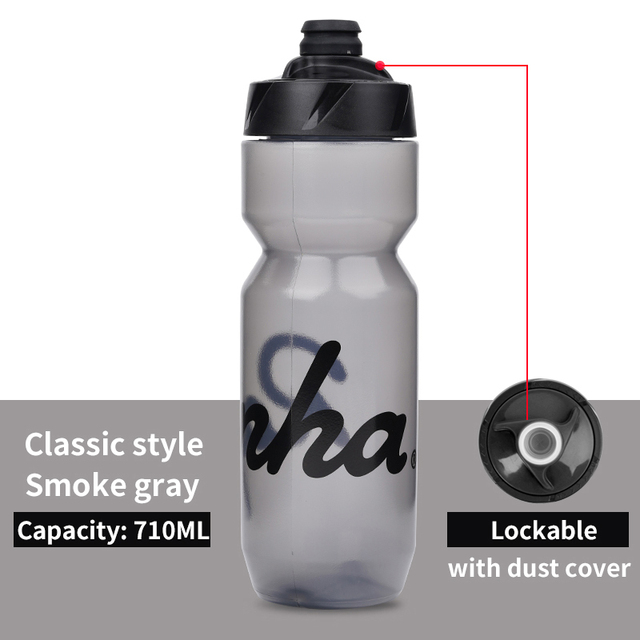 Rapha 610-710ML Ultralight Bicycle Water Bottle Leak-proof Squeezable Cycling Bottle Taste-free BPA-free Outdoor sports kettle: 710ml Smoke Gray