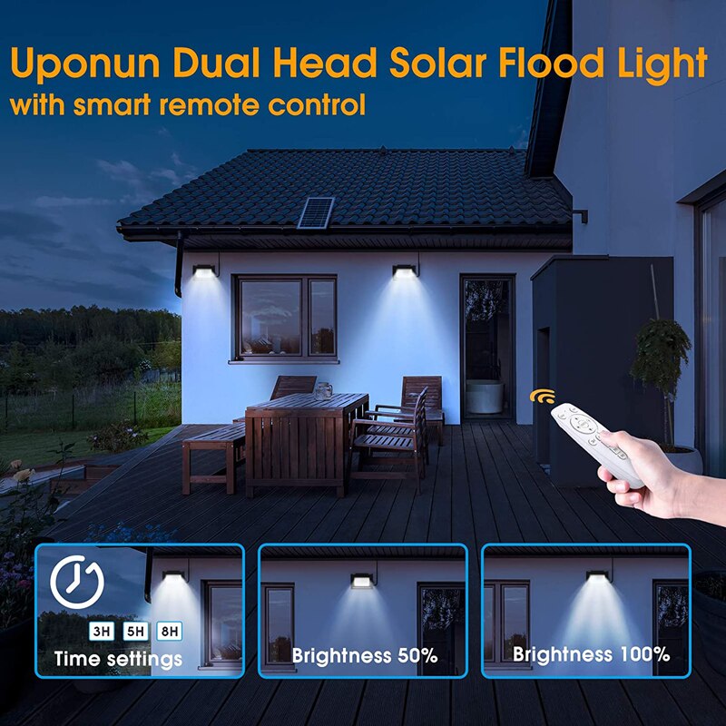 Solar Spotlight Flood Light Bright Outdoor Remote Control Solar LED Street Light Floodlight Panel Sensor