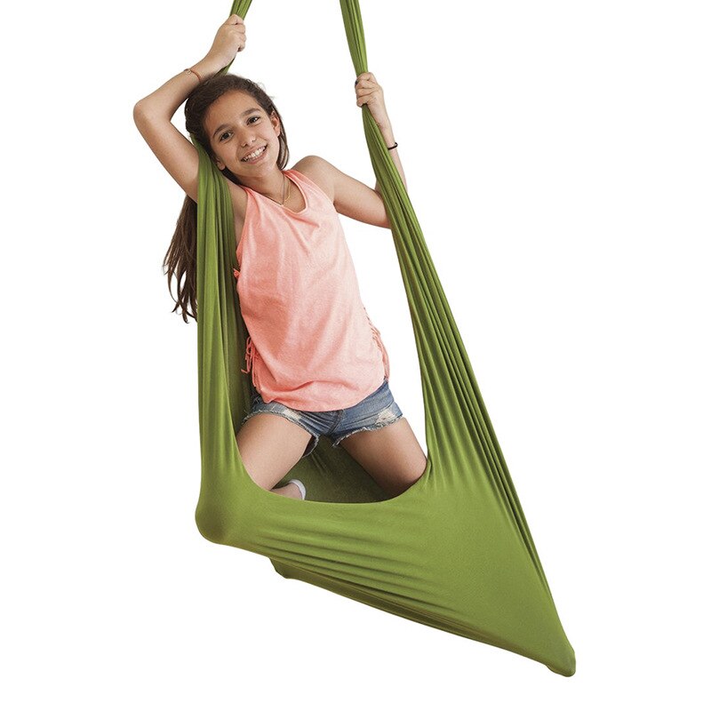 Kids Katoen Swing Zintuiglijke Kind Therapie Elastische Pakket Steady Zetel Schommel Speelgoed Straat Swing Nest Hangmat Voor Autisme: 100x280cm Green