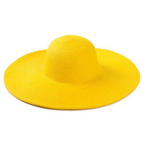 Seaside large brim hats summer straw hat foldable sun hat Summer Sun Hats For Women large Brimmed Straw Sun Hat Folding Beach Gi: YELLOW