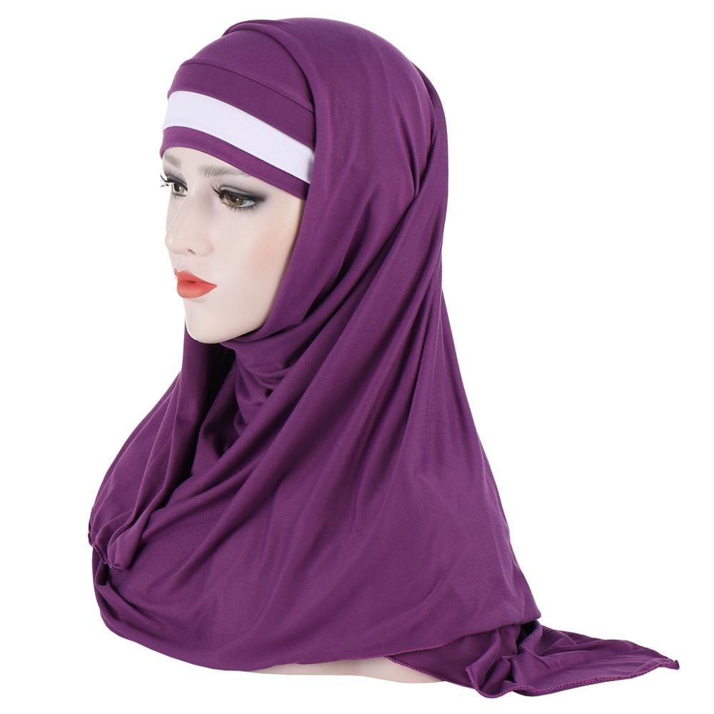 Bufandas musulmanas de dos colores para mujer, hiyab de doble bucle, bufanda deslizante, para tirar sobre el crepé, práctica bufanda estilo chal, novedad de