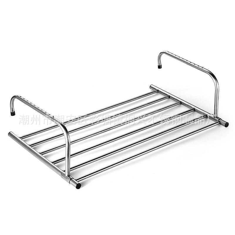 Clothes drying rack folding balcony indoor household window drying rack shoe rack hanging windowsill shelf stainless steel
