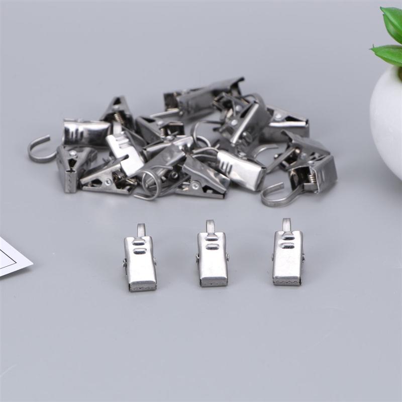 20 Stuks Roestvrij Draperie Ringen Satijn Nikkel Gordijn Clips Met Haak Gordijn Haak Metalen Ringen Clips