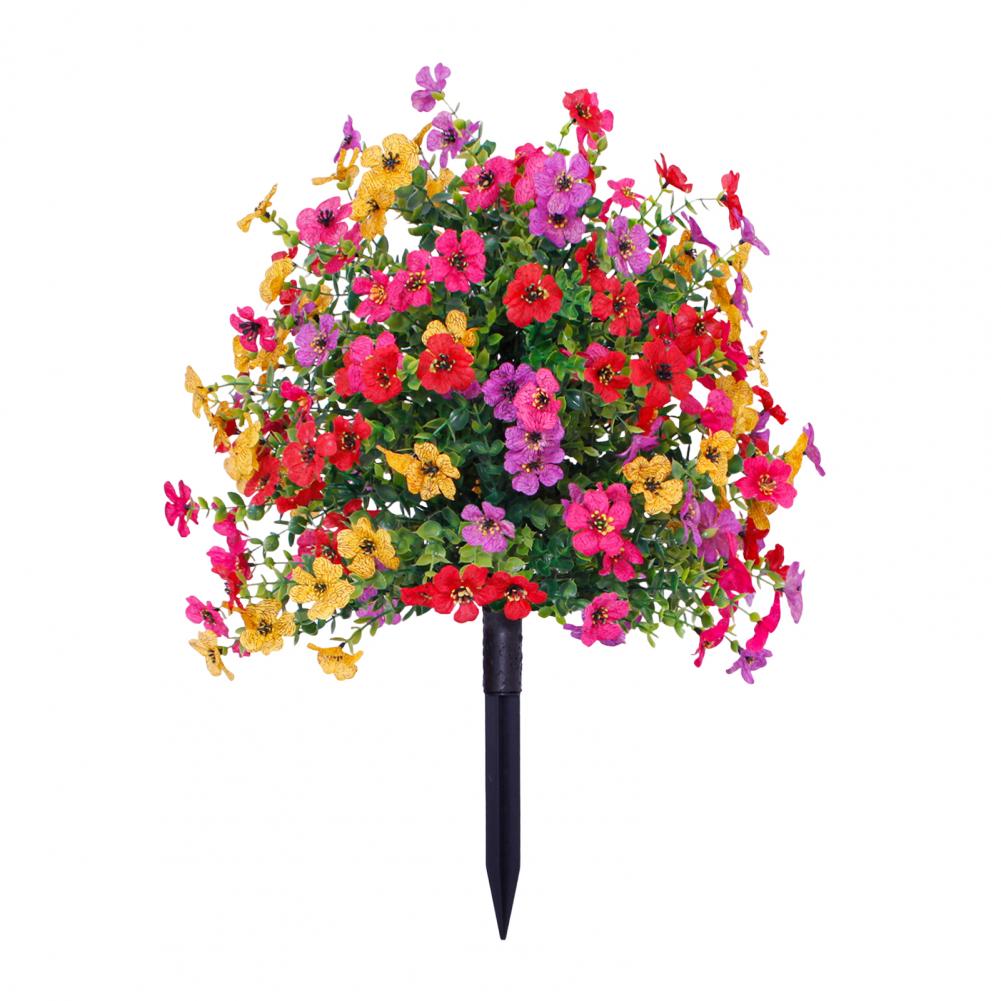Artificial Stake Uv Resistant Artificial Flowers with Stakes for Indoor Outdoor Garden Porch Patio Wedding Party Decor Faux: GRAY