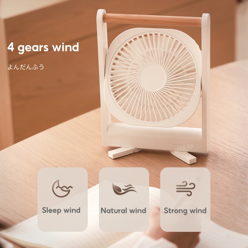 Eary-ventilador de escritorio portátil 3 en 1, montado en la pared, con Base magnética, viento de 4 velocidades, colgante ajustable, Mini ventilador recargable por USB delgado