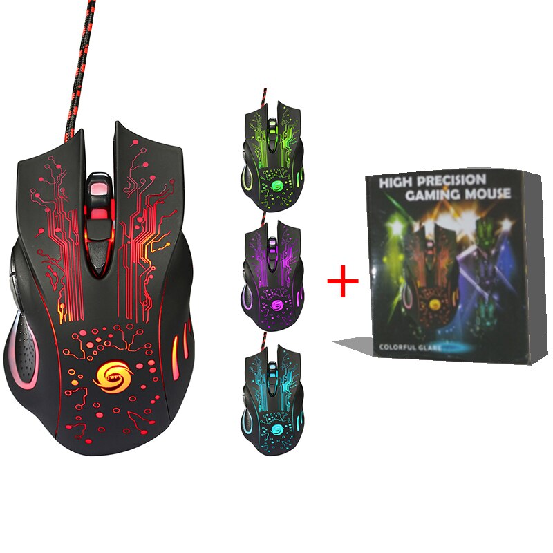 2 Models Colorful Backlight 3200DPI Optical Wired Gaming Mouse Mice for PC Laptop Computer Gamer: model 1