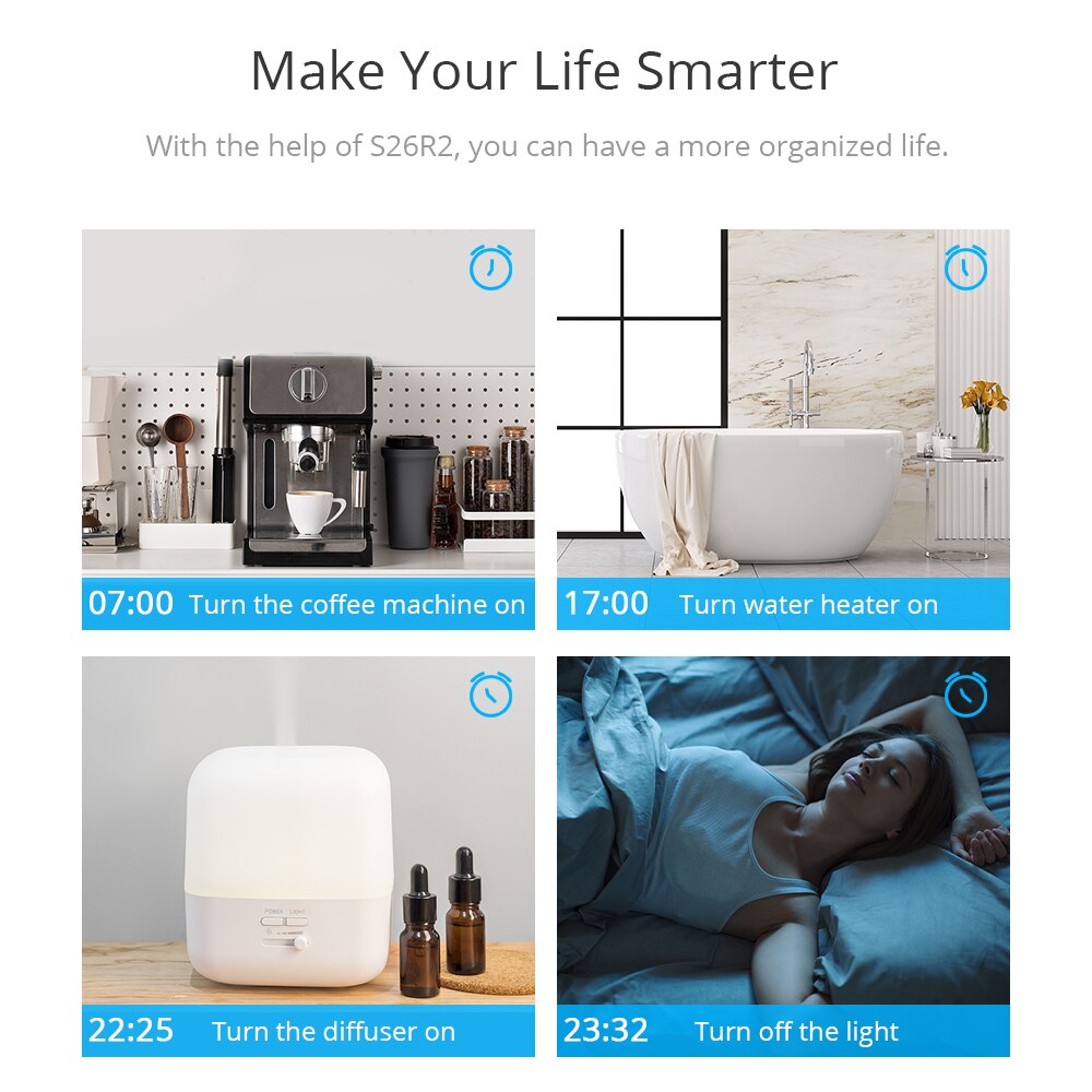 1/2/3/4/5PCS SONOFF S26 R2 Wifi Socket DE Plug Smart Automation Module Timing Socket Smart Home APP Remote Control