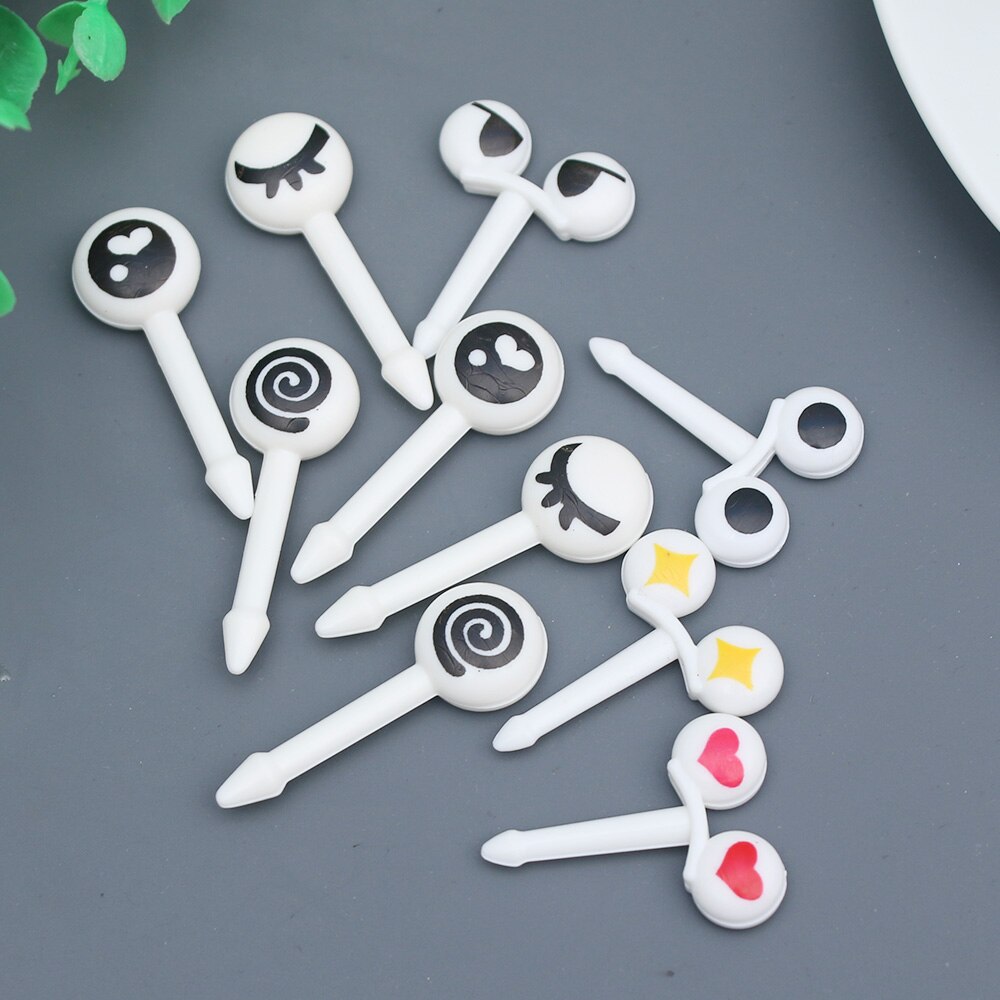 10Pcs Mini Abs Voedsel Fruit Vork Set Voor Kids Leuke Bento Box Decor Dessert Vorken Cartoon Tandenstoker Voor Cake dessert Party Supply