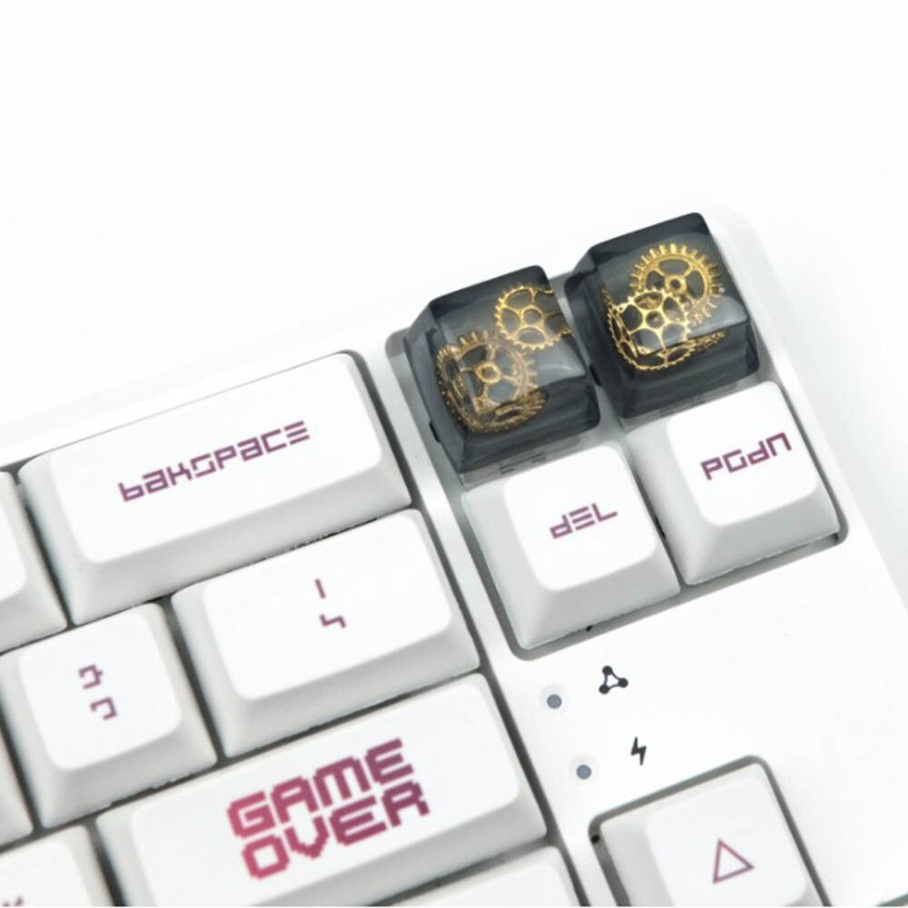 Handmade Resin Keycaps Universal Mechanical Rose Shell Keyboard Cover Computer Accessories External Keyboard Cap Decoration: black gear