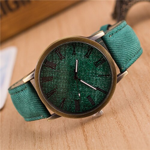 MEIBO Quartz Men's Casual Watches Leather Band Wooden Color Wrist Watch Men's Ladies Watch: green