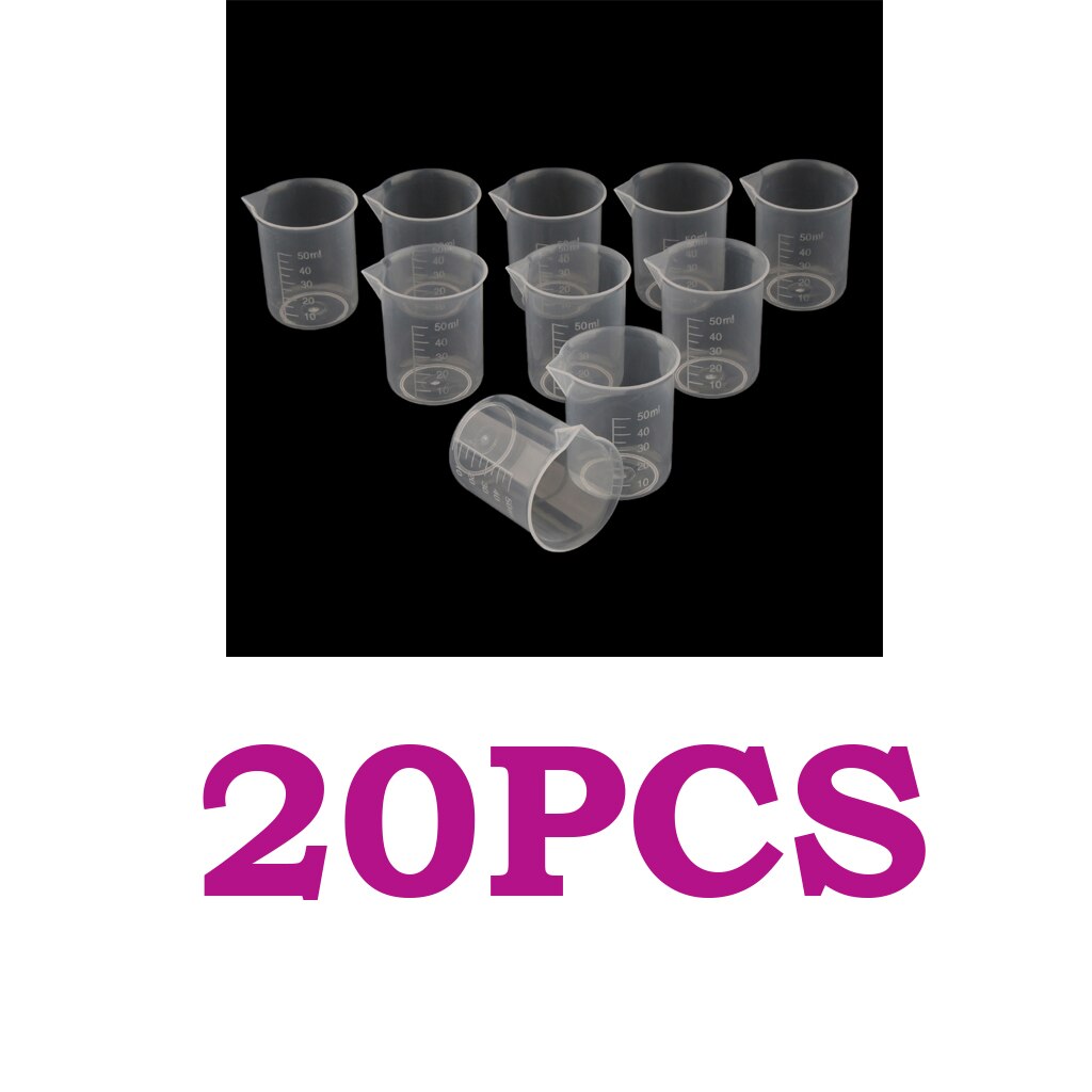 20 Pcs Food Grade Plastic Clear Graduated Measuring Cup Beaker Jug Container for Lab Kitchen Liquid Food Oil Measurement, 50ml