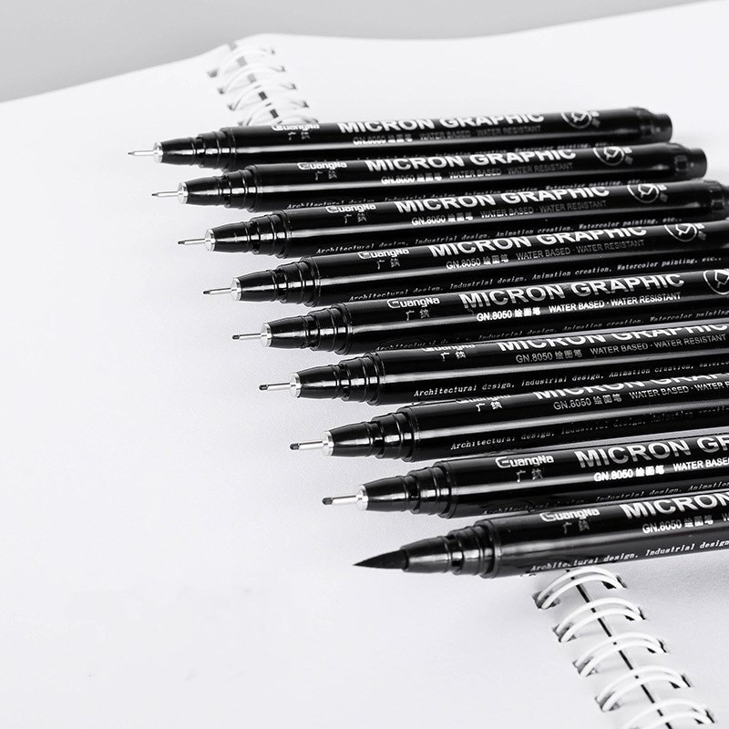 12 Stks/set Waterdichte Vervagen Proof Micron Pentip Fine Liner Zwart Schets Water Marker Pen Voor Manga Kantoorbenodigdheden
