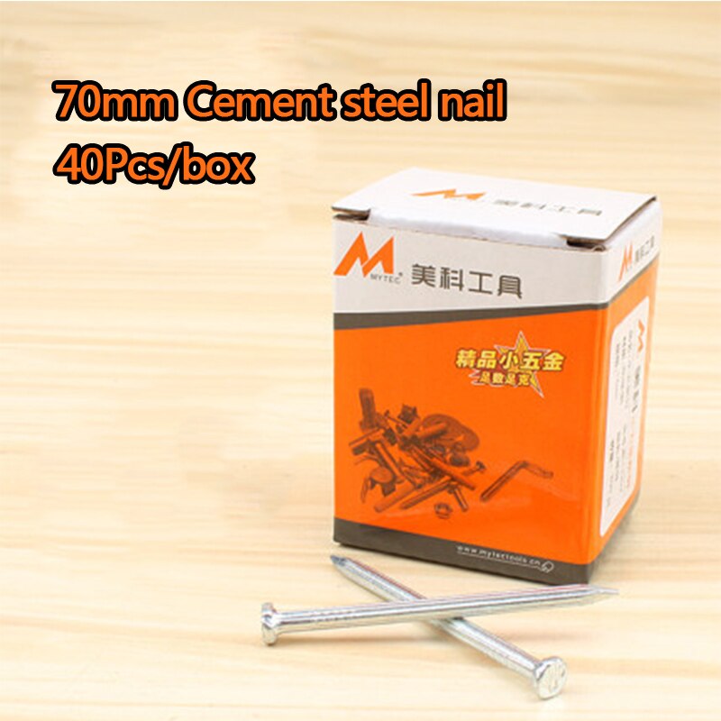 Clavos de acero para cemento, herramientas especiales de cabeza redonda de alta resistencia, clavos de hierro para pared de ladrillo y hormigón, 16-100mm: 70mm 40pcs box