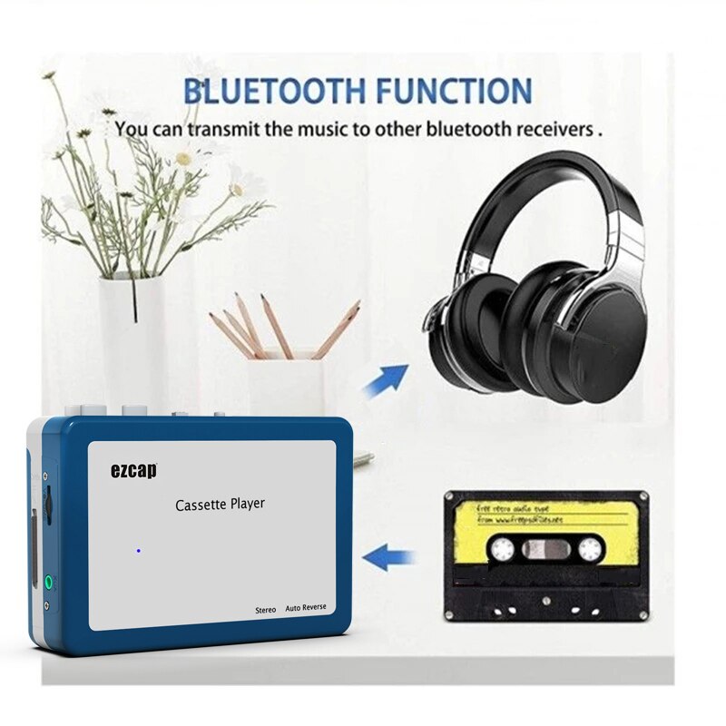 Echt Ezcap215 Persoonlijke Walkman Bluetooth Cassette Speler Audio Converter Engels Tape Muziek Bluetooth Oortelefoon Speaker