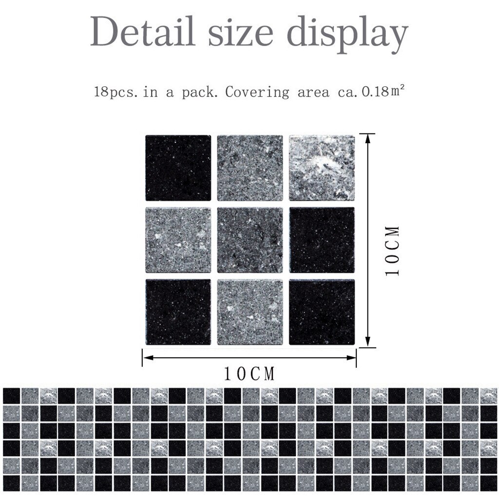 25# Tile Wall Sticker Kitchen Bathroom Decor Wall Stickers Waterproof Peel Stick Tiles Panel Waterproof Matte Tile Stickers