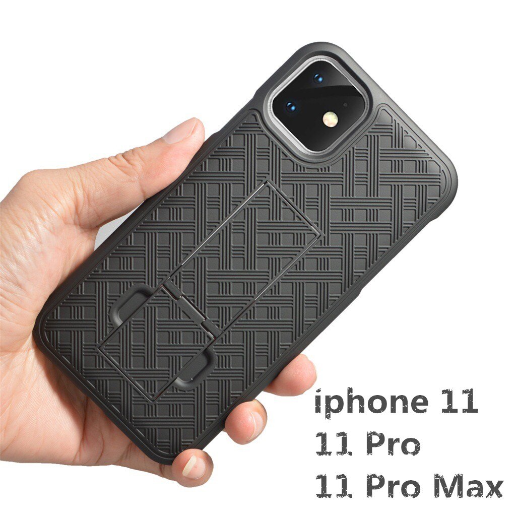 Carprie Gevallen Voor iPhone 11/11 Pro/11 Pro Max Case Pure Black Slim PC Hard Shell Case Riemclip holster Telefoon Protector