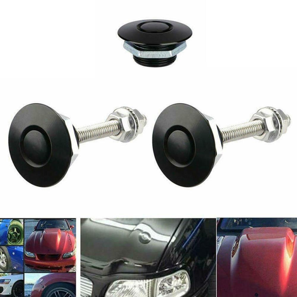 2pcs/set Black Quick Release Latch Push Button Bonnet Pins Stainless Steel Aluminum Material Clip Bumper & Car Lock Kit Lat V0T5