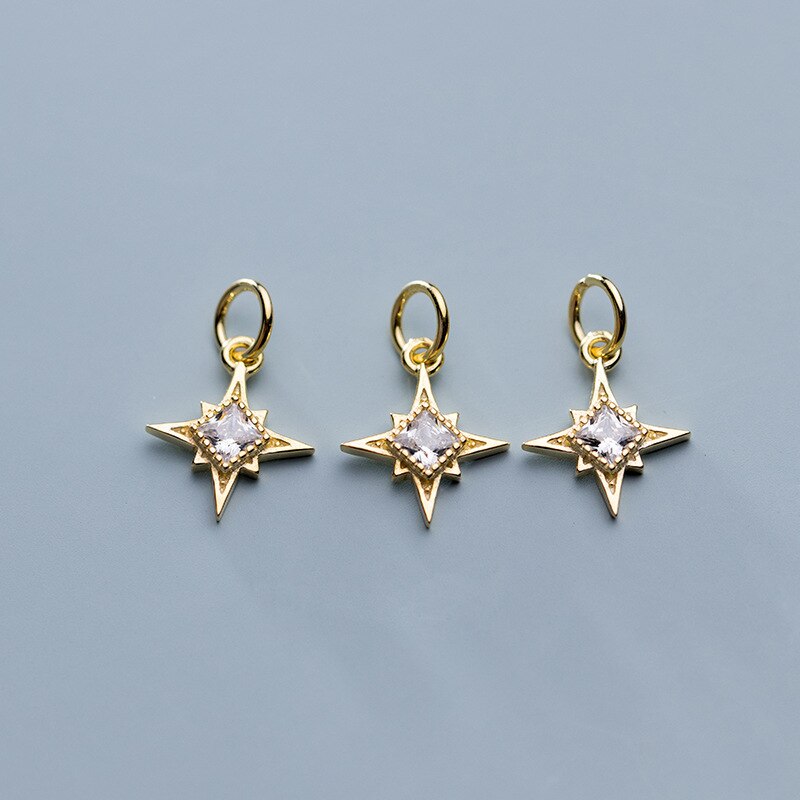 925 argent Sterling grand Zircon pavé étoiles charmes femmes hommes S925 argent pendentifs accessoires bijoux à bricoler soi-même faisant fournisseur: gold 1pcs