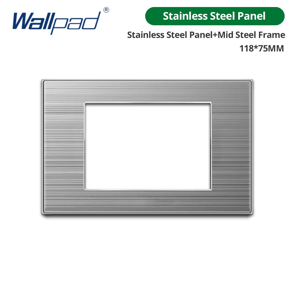 Wallpad DIY Black Tempered Glass Stainless Steel Aluminum Panel Wall Light Switch and Socket 118*75mm Module Frame Only
