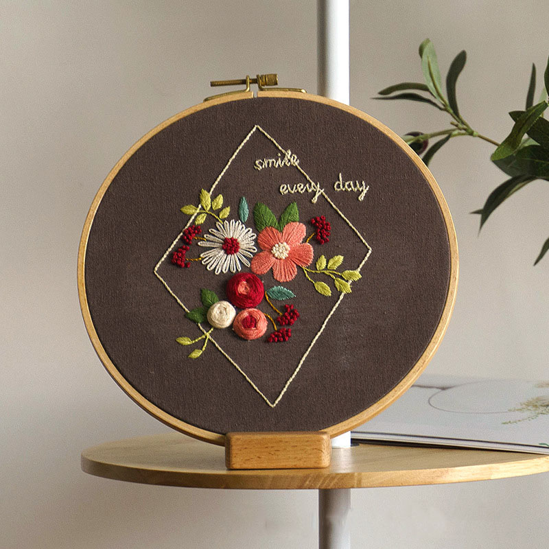 Flower Printed Embroidery Kit for Beginner Needlework Cross Stitch Set Handmade Sewing Art Wall Embroidery Painting Home Decor