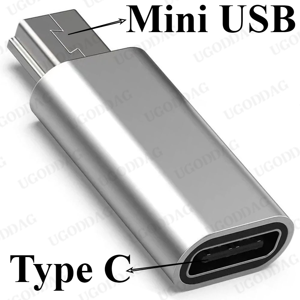Mini 5 Pin USB Adapter B Male to USB Type C Female Data Data Transfer Connector for MP3 Digital Camera GPS: WHITE / 0.2m